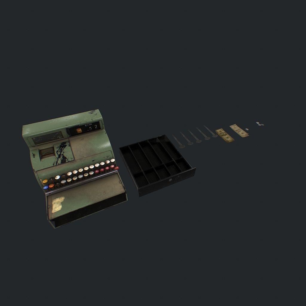 Cash Register pbr Low-poly 3D model_17