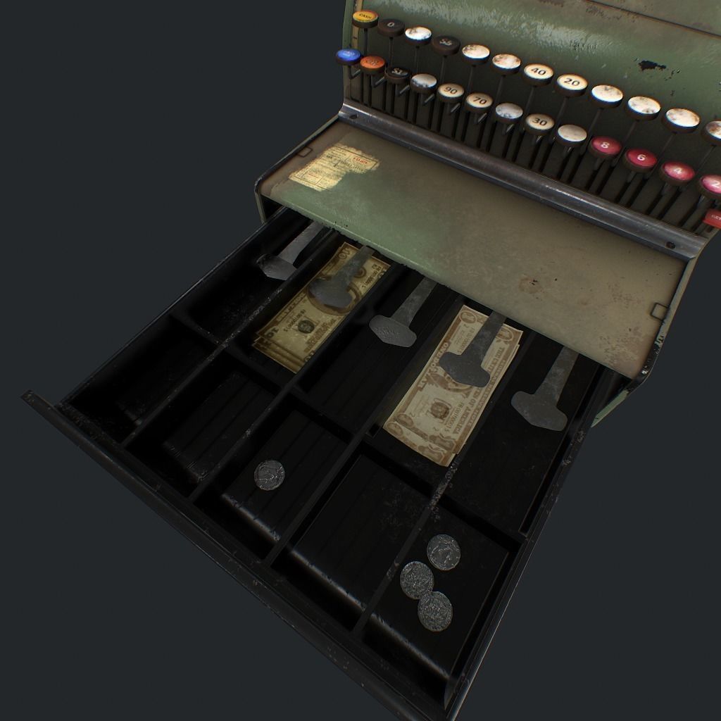 Cash Register pbr Low-poly 3D model_16