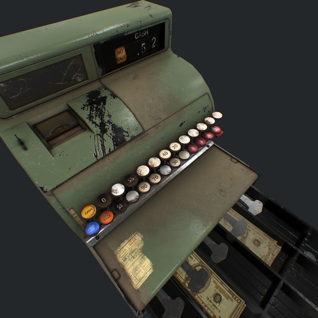 Cash Register pbr Low-poly 3D model_14