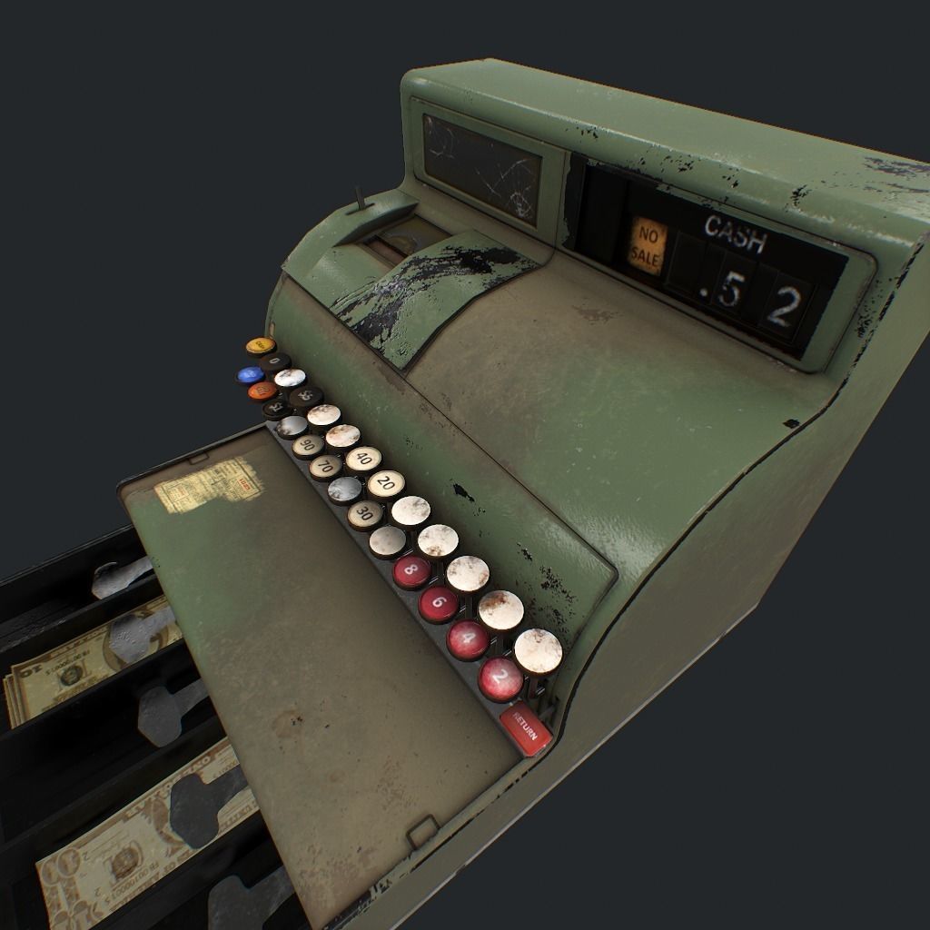 Cash Register pbr Low-poly 3D model_13