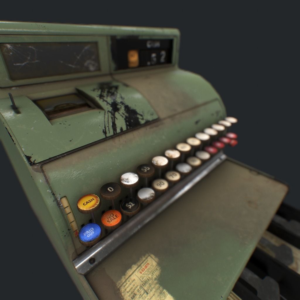 Cash Register pbr Low-poly 3D model_15