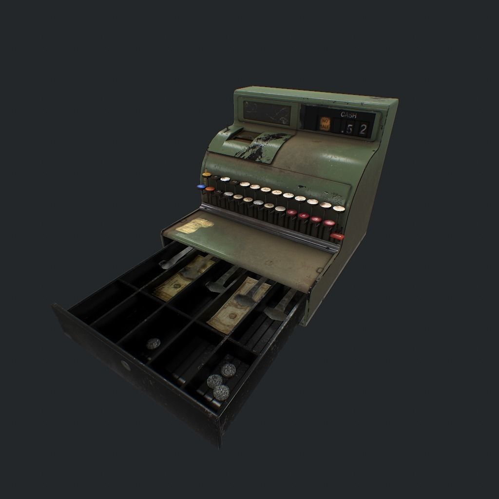 Cash Register pbr Low-poly 3D model_0