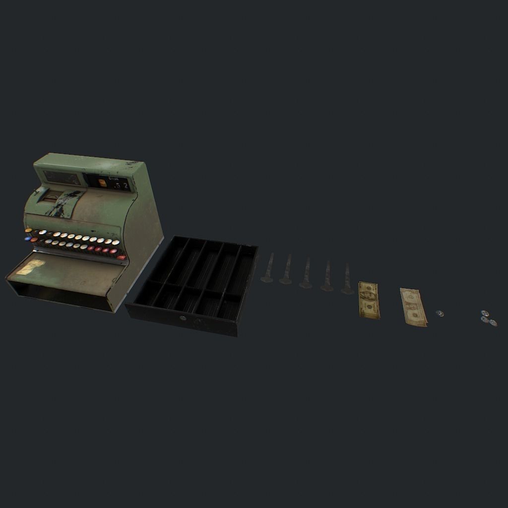 Cash Register pbr Low-poly 3D model_18