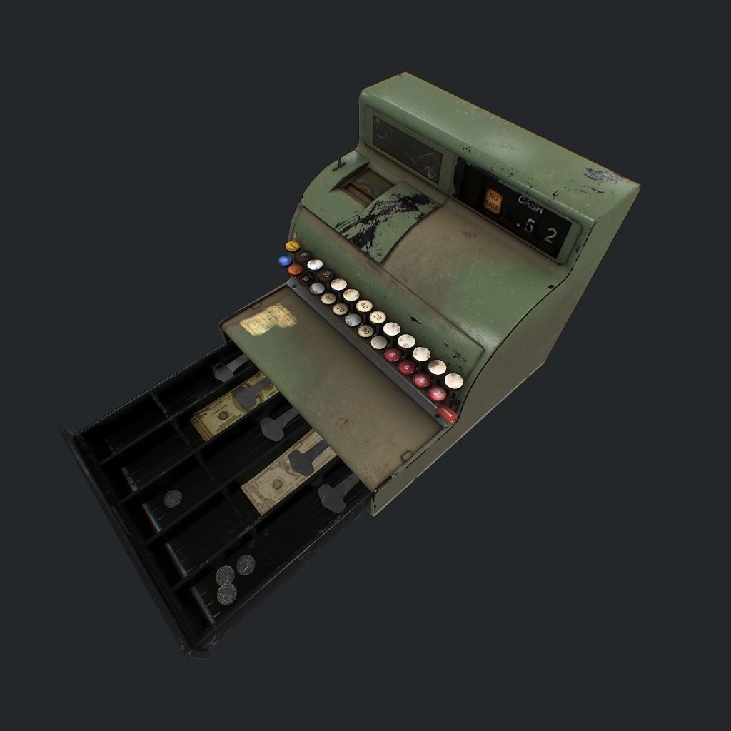 Cash Register pbr Low-poly 3D model_10