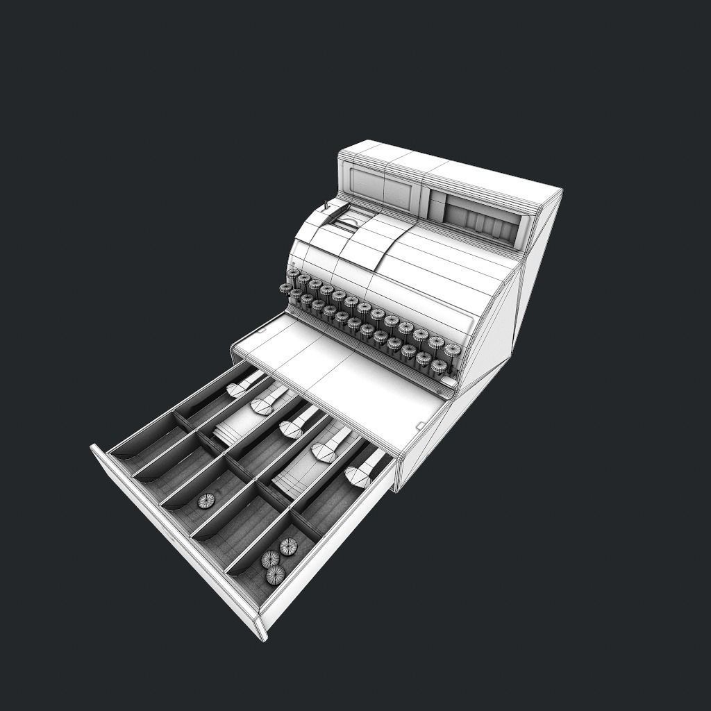 Cash Register pbr Low-poly 3D model_19