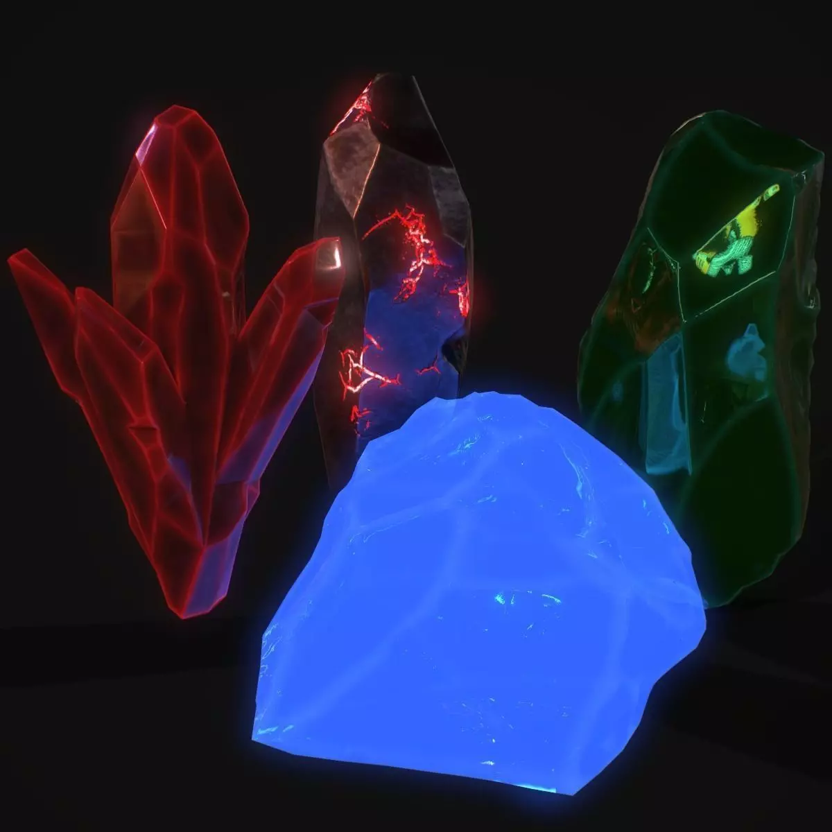 Magic stones and cristal PBR Colcection  Low-poly 3D model_0
