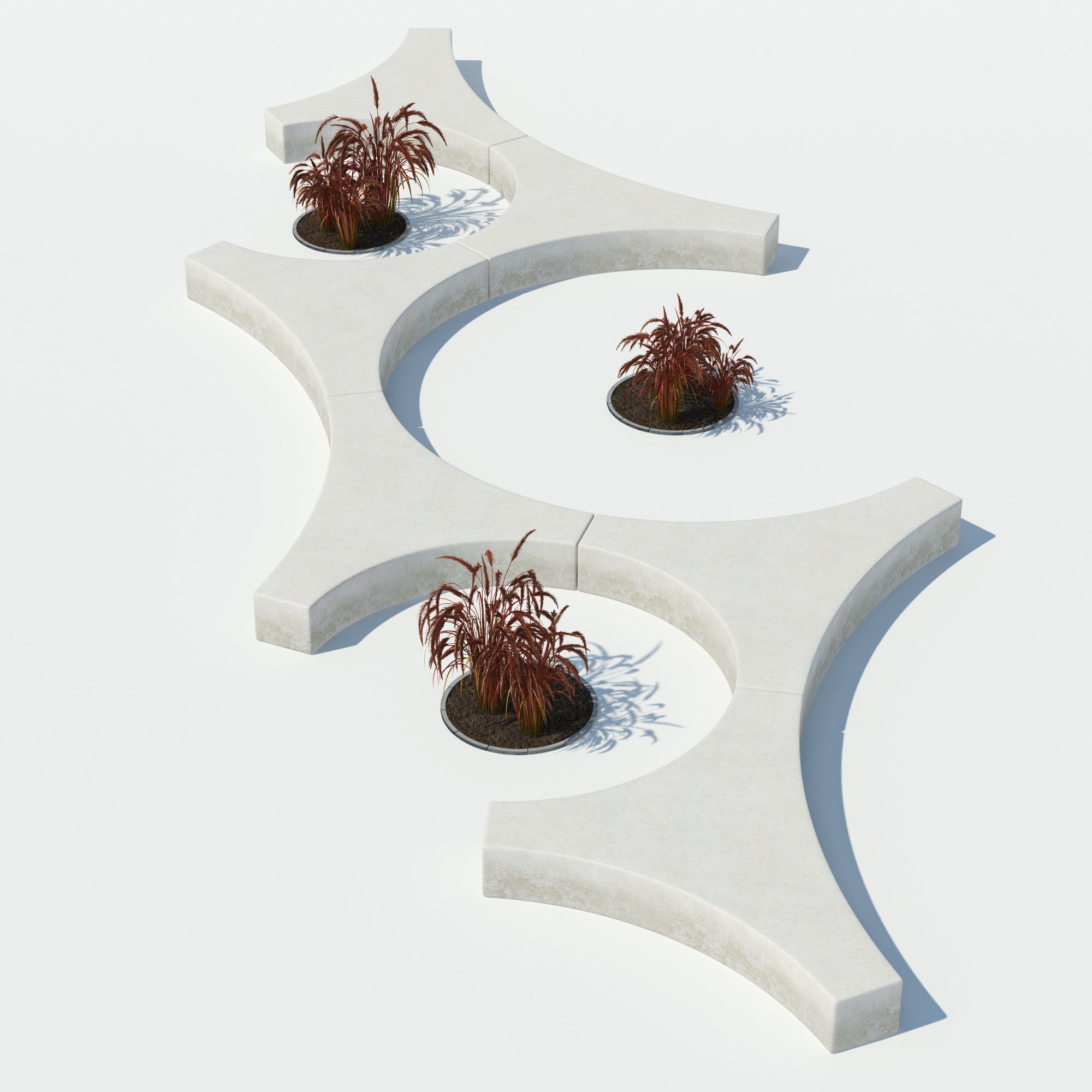 Folia bench Graceful Fountain Grass 3D model_1