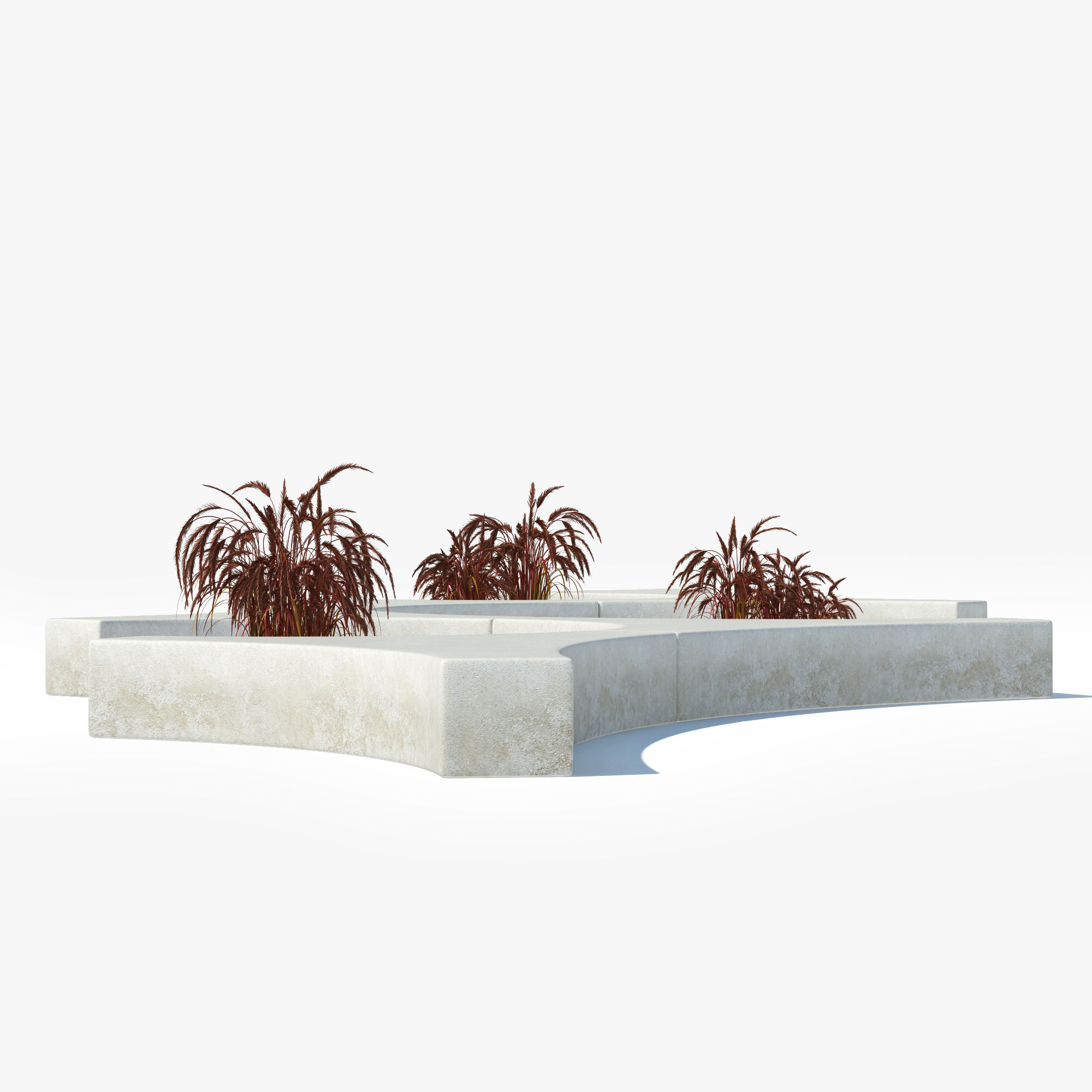 Folia bench Graceful Fountain Grass 3D model_3