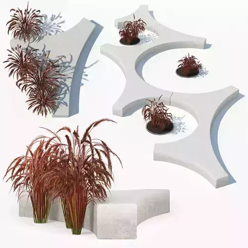 Folia bench Graceful Fountain Grass 3D model