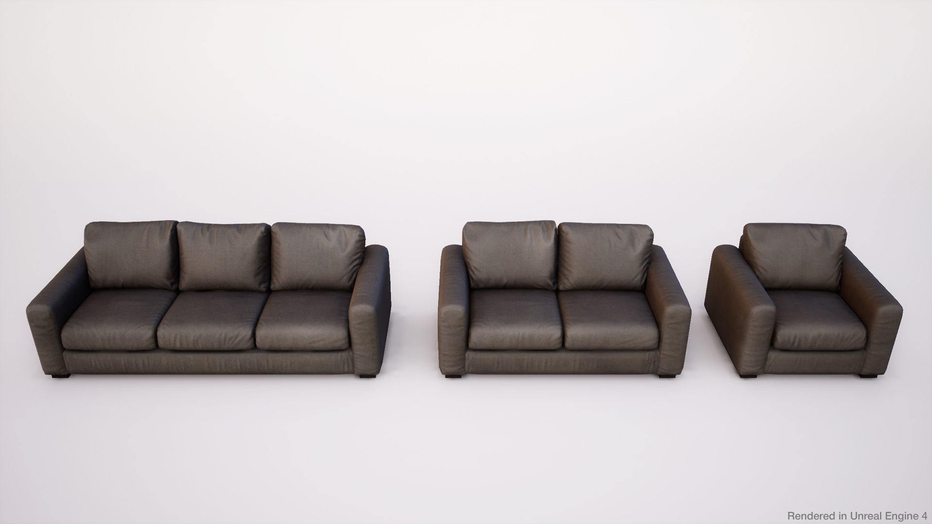 Fabric  Sofas and Armchair PBR Game Ready Low-poly 3D model_15