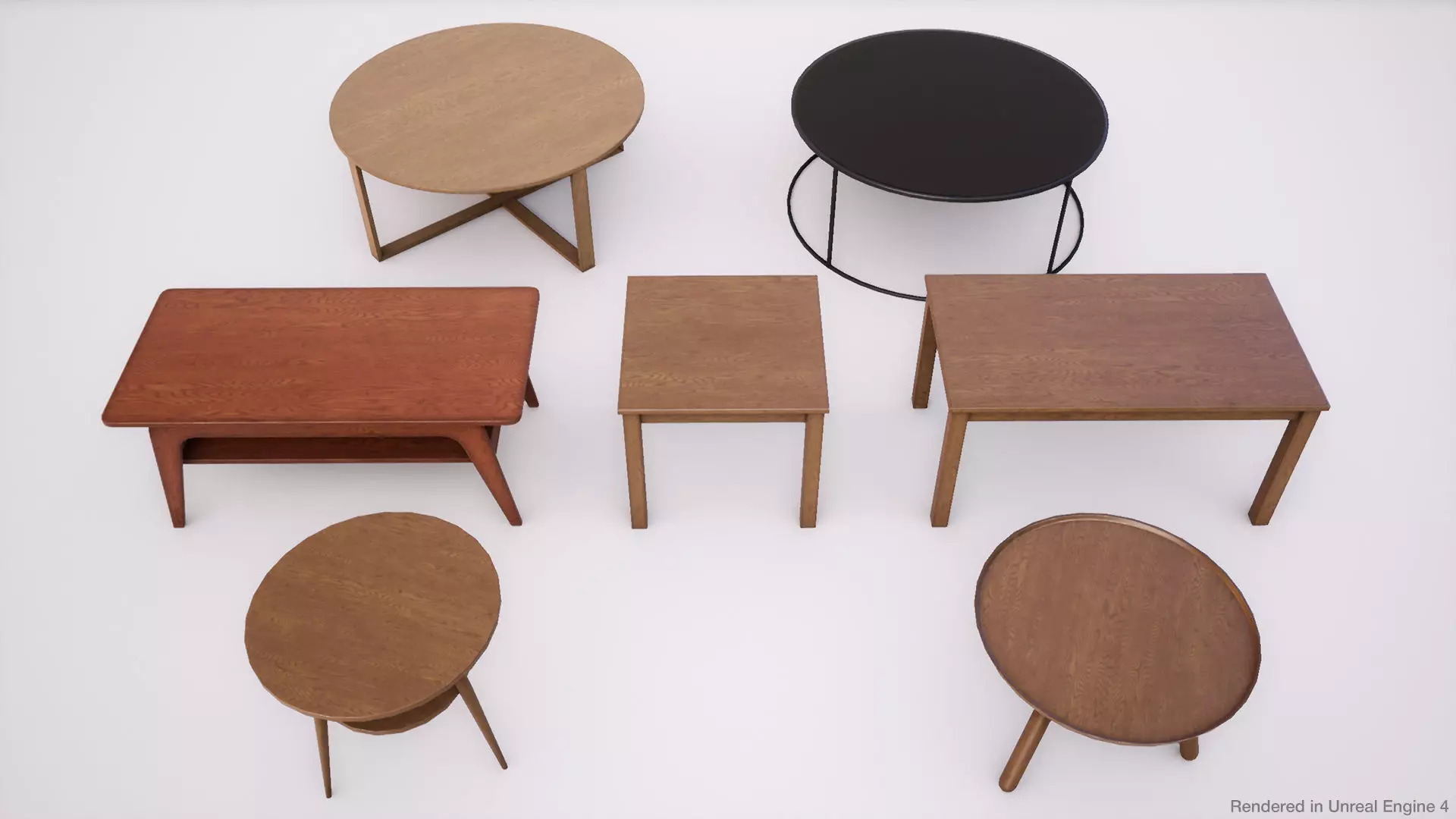 Coffee tables PBR Game Ready Low-poly 3D model_0