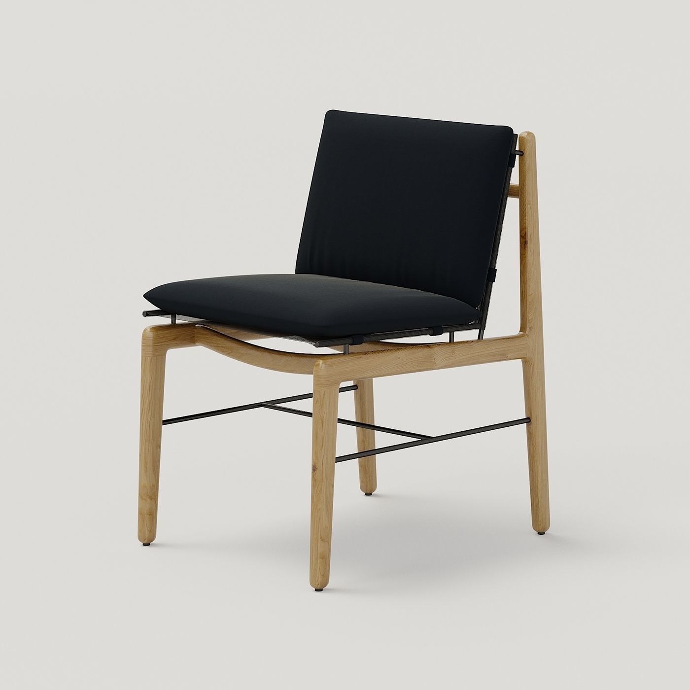 DWR Finn dining table and Finn dining chair 3D model_1