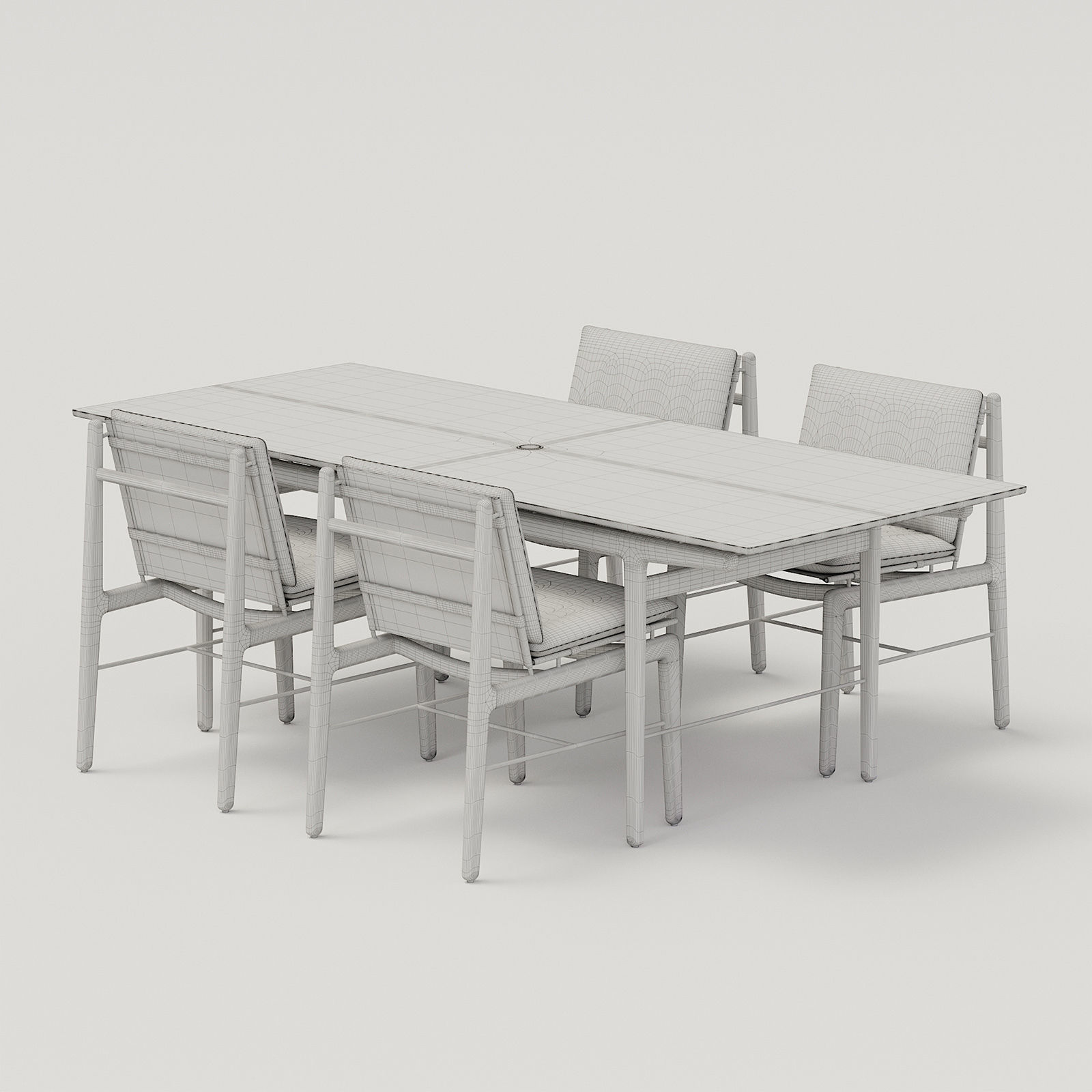 DWR Finn dining table and Finn dining chair 3D model_3
