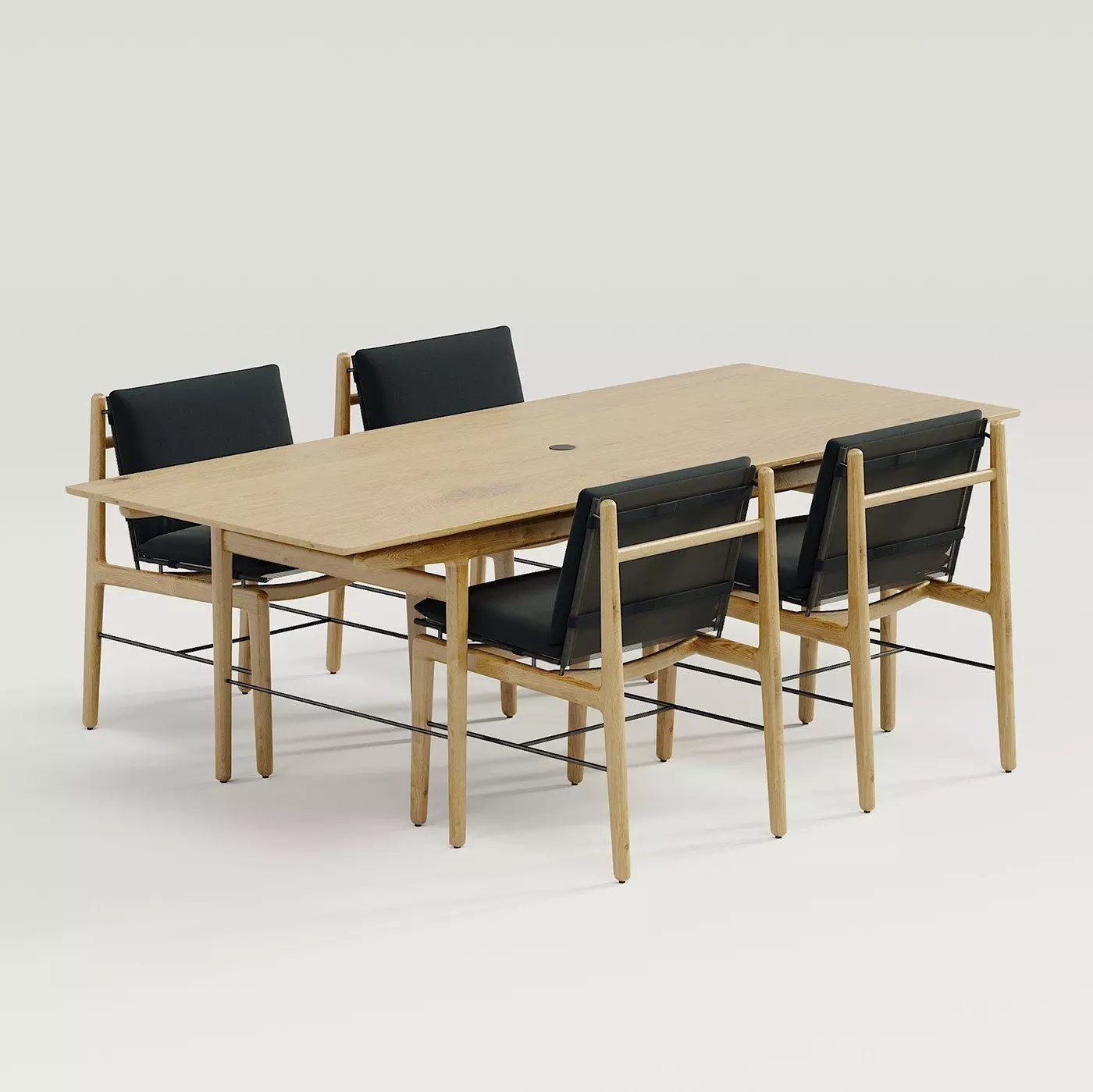 DWR Finn dining table and Finn dining chair 3D model_0