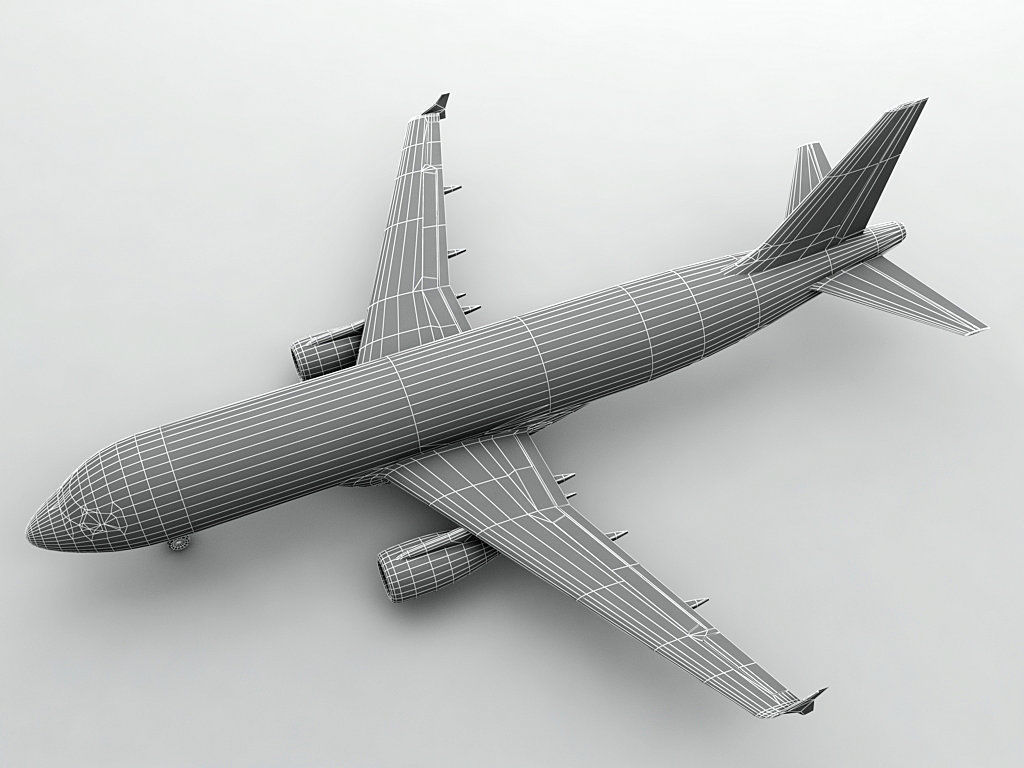 Airbus A320 Airliner - Jet Blue Low-poly 3D model_2