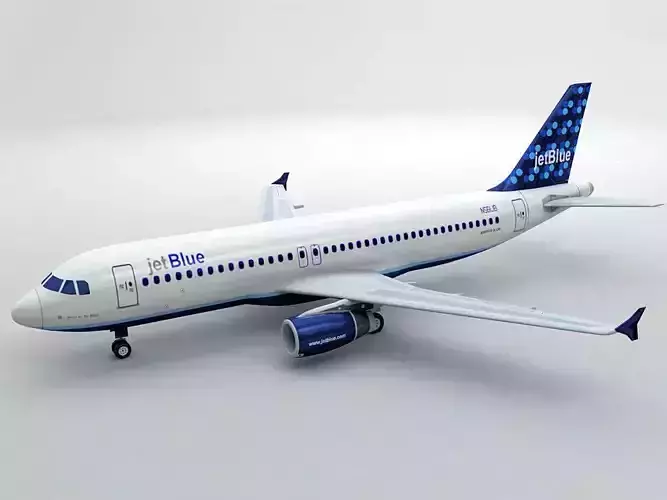 Airbus A320 Airliner - Jet Blue Low-poly 3D model Airbus A320 Airliner - Jet Blue Low-poly 3D model