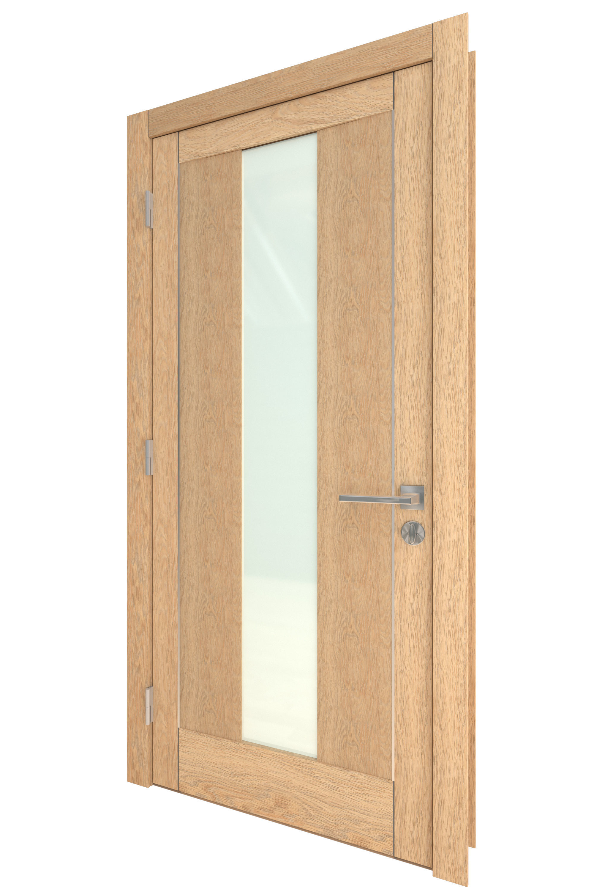 Door-077 wooden door with frosted glass 3D model_3