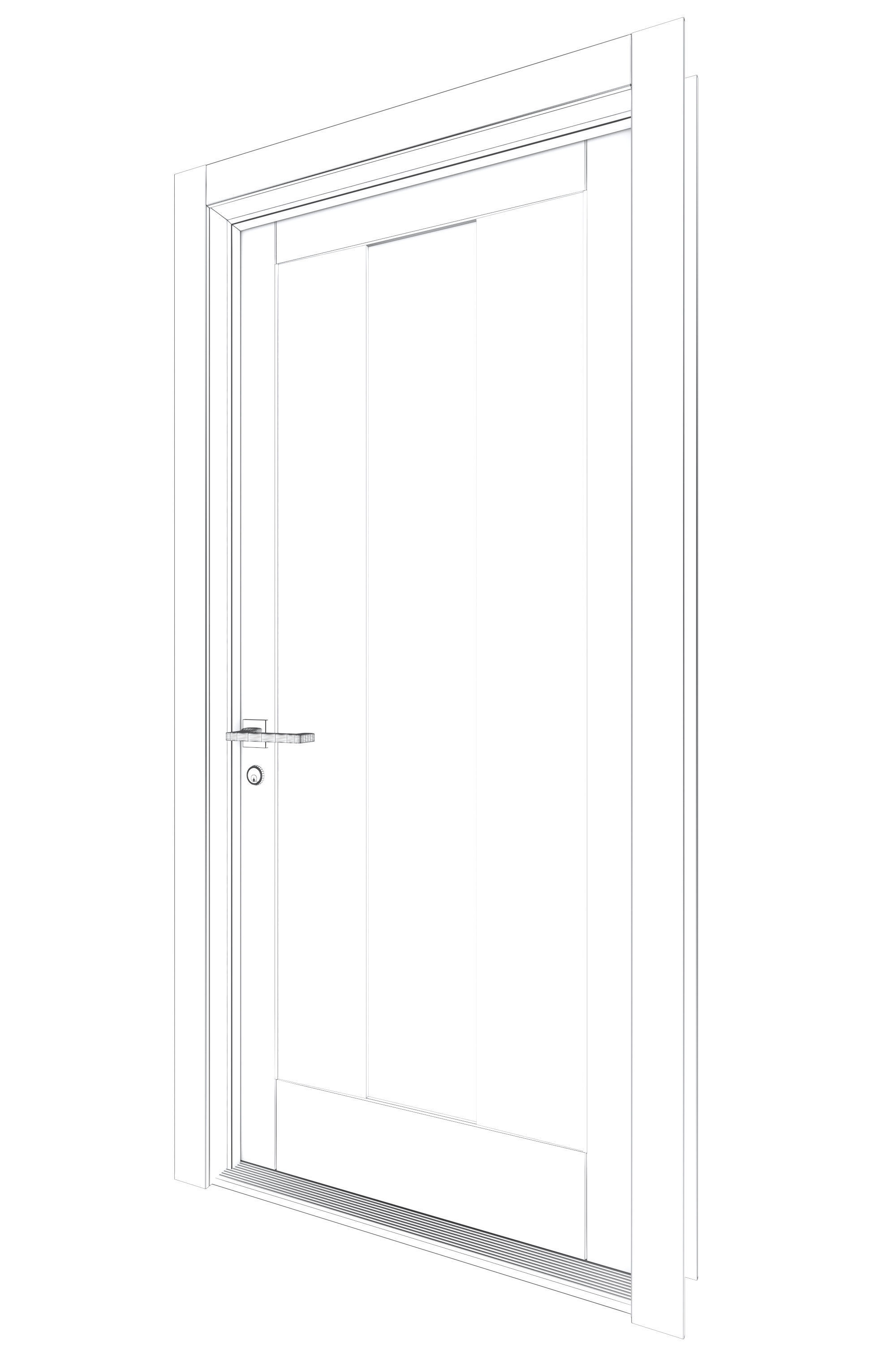 Door-077 wooden door with frosted glass 3D model_5