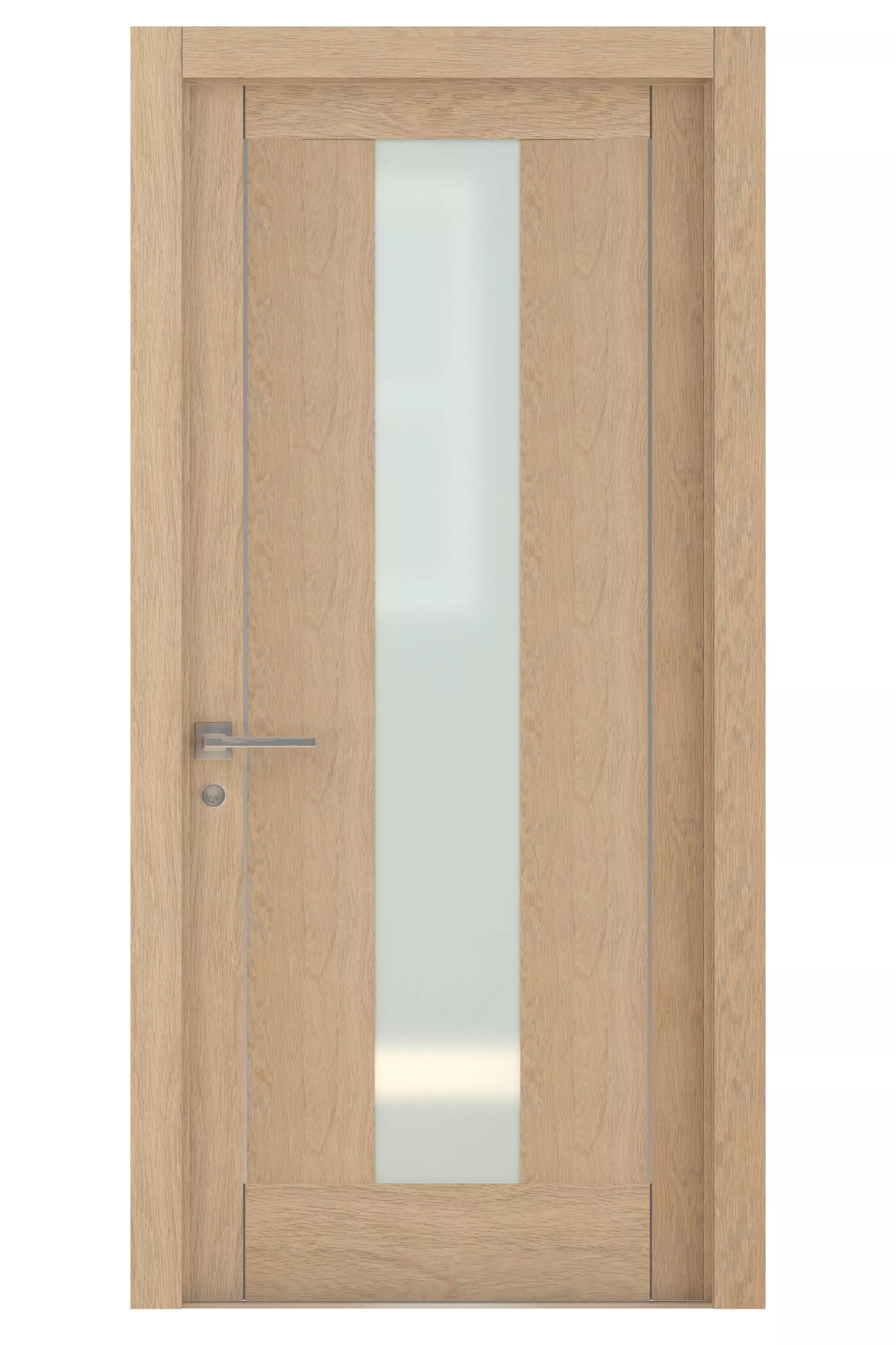 Door-077 wooden door with frosted glass 3D model_0