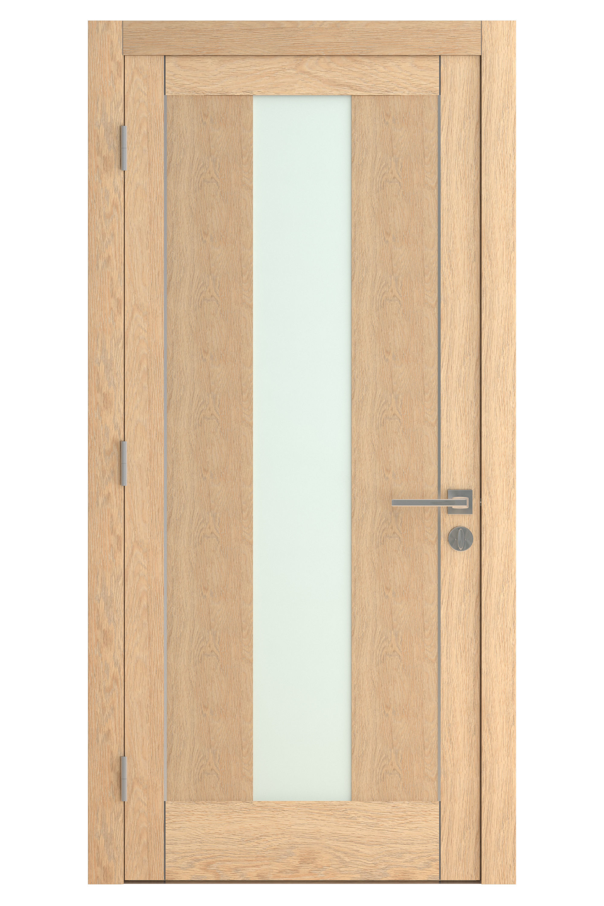 Door-077 wooden door with frosted glass 3D model_1