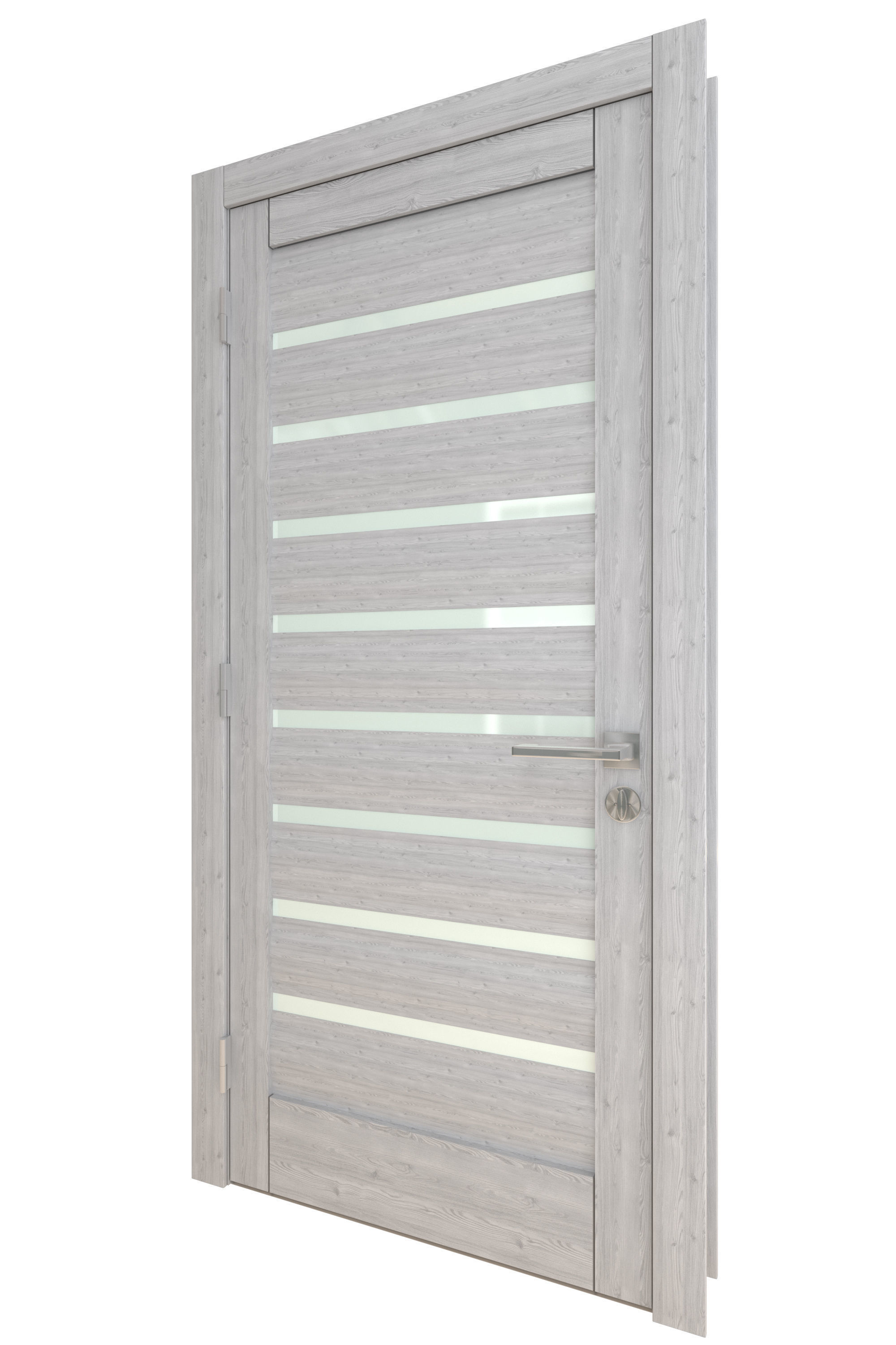 Door-085 wooden door with glass panel 3D model_3