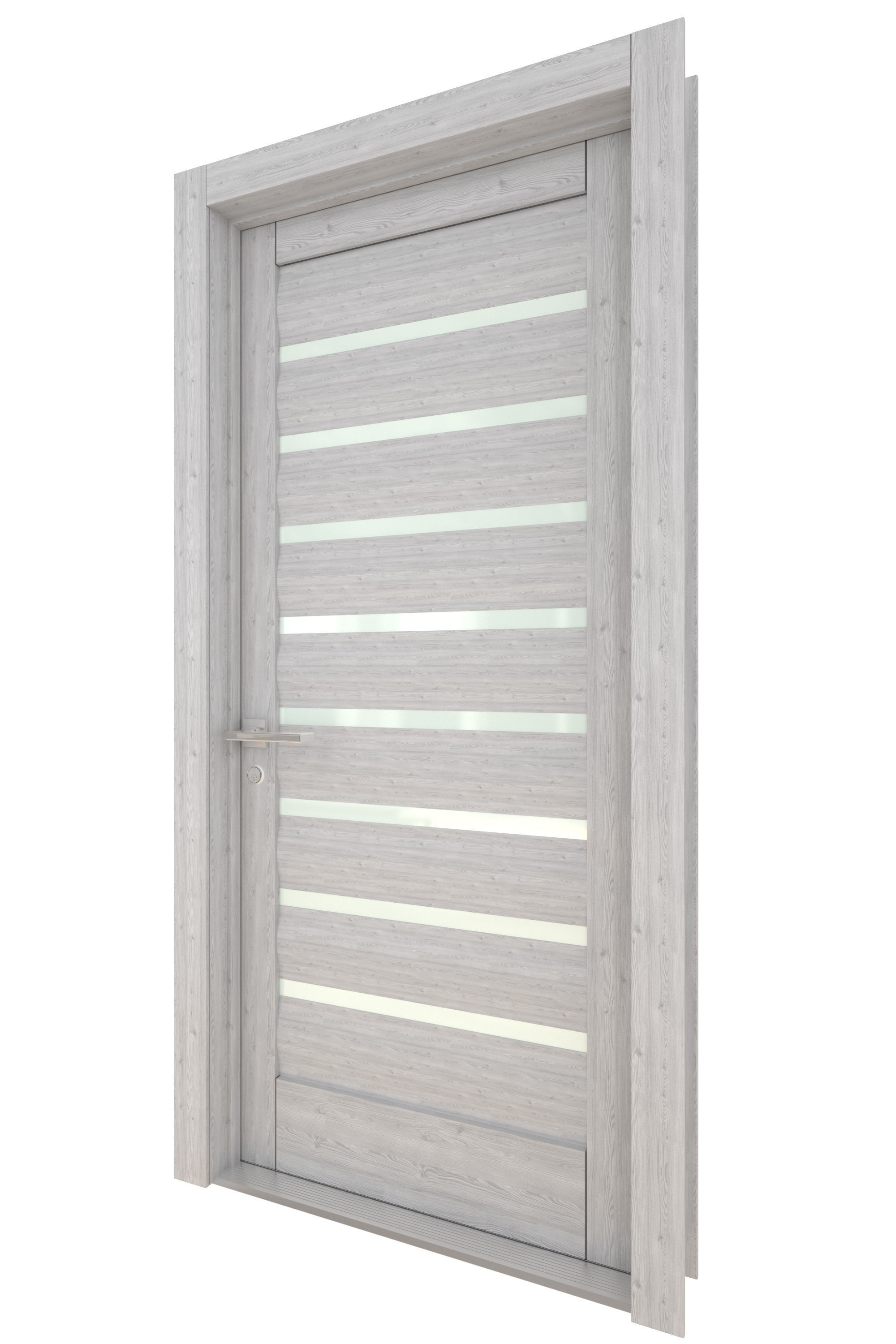 Door-085 wooden door with glass panel 3D model_2