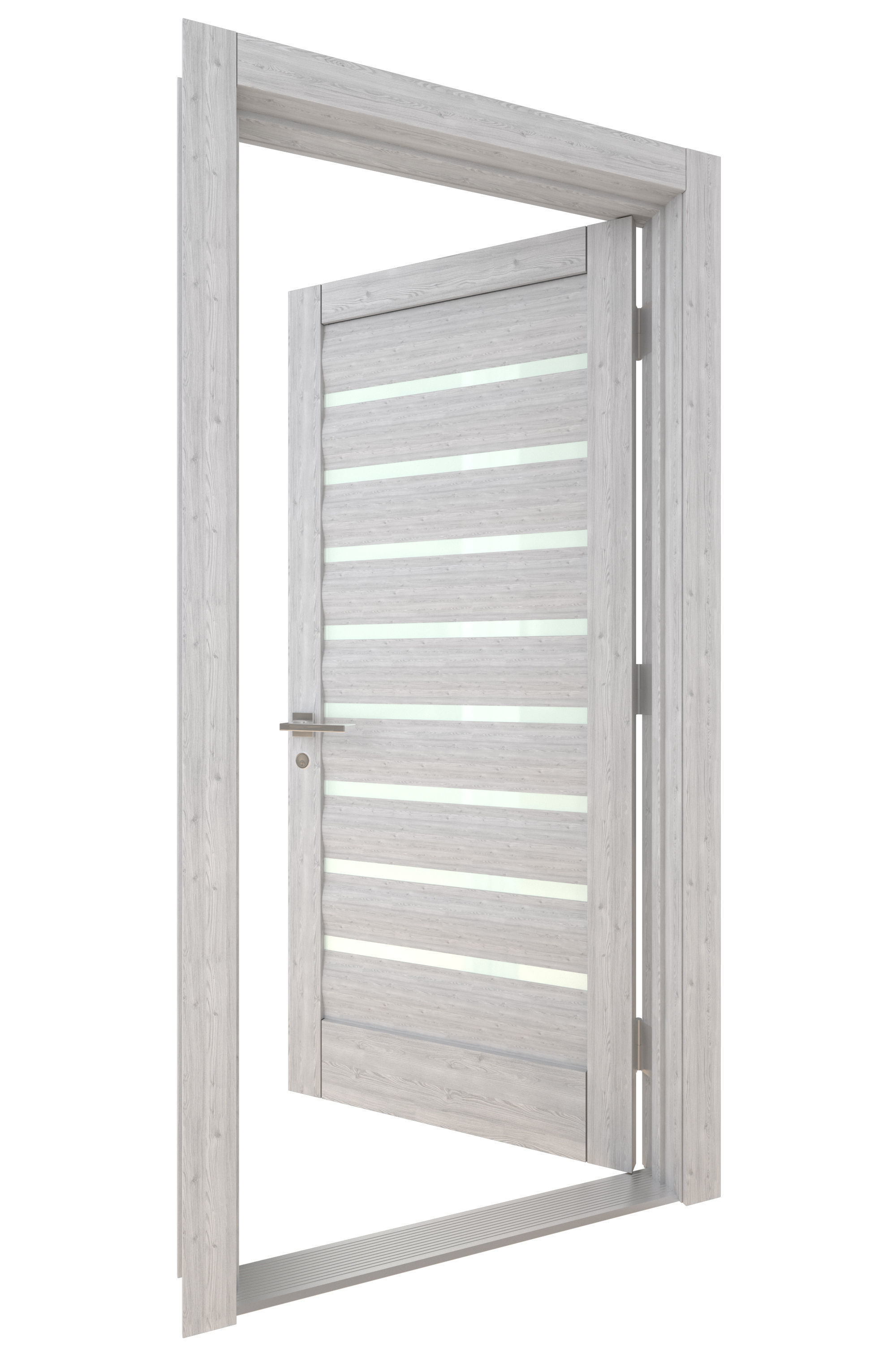 Door-085 wooden door with glass panel 3D model_4