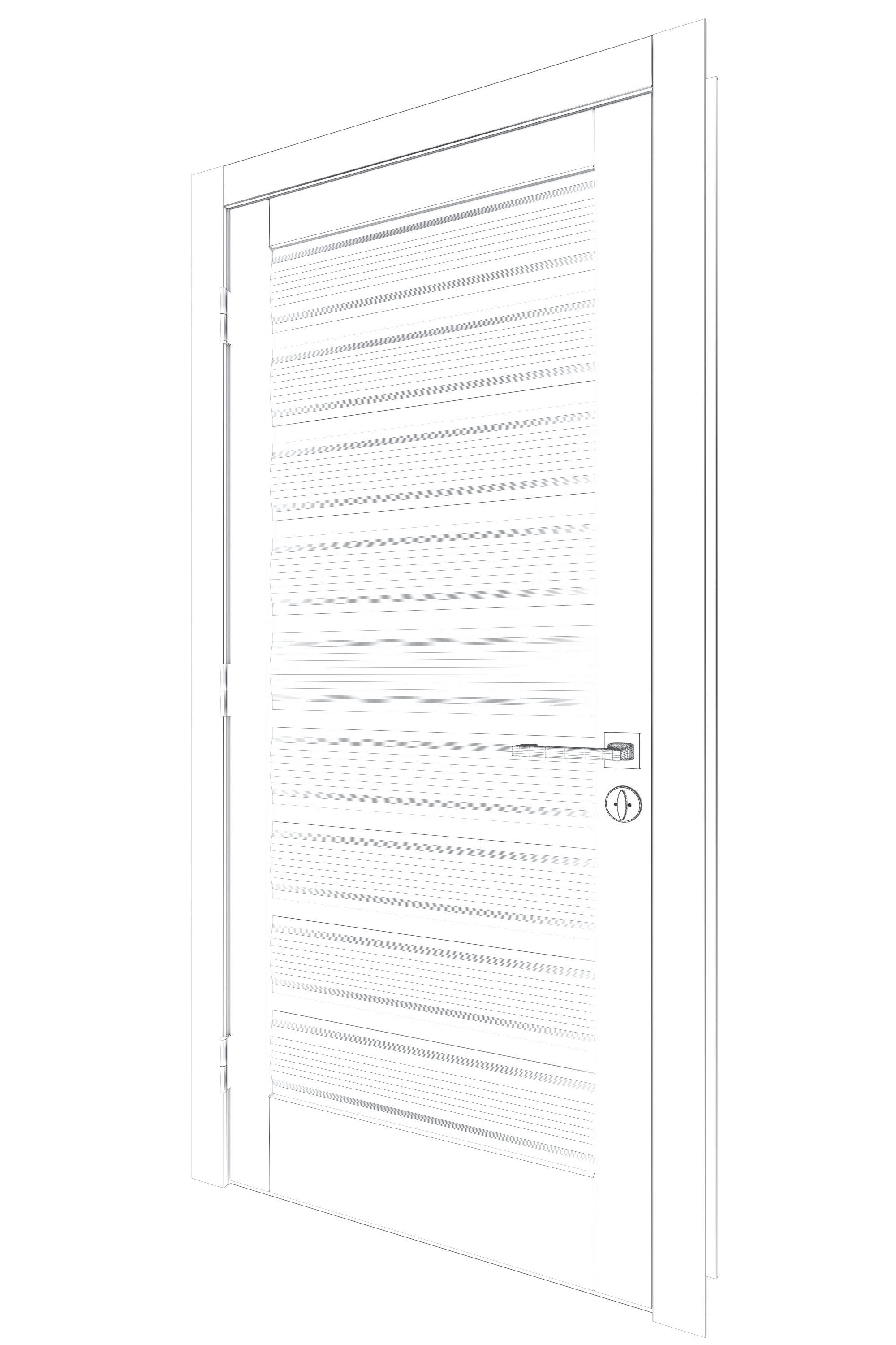 Door-085 wooden door with glass panel 3D model_6