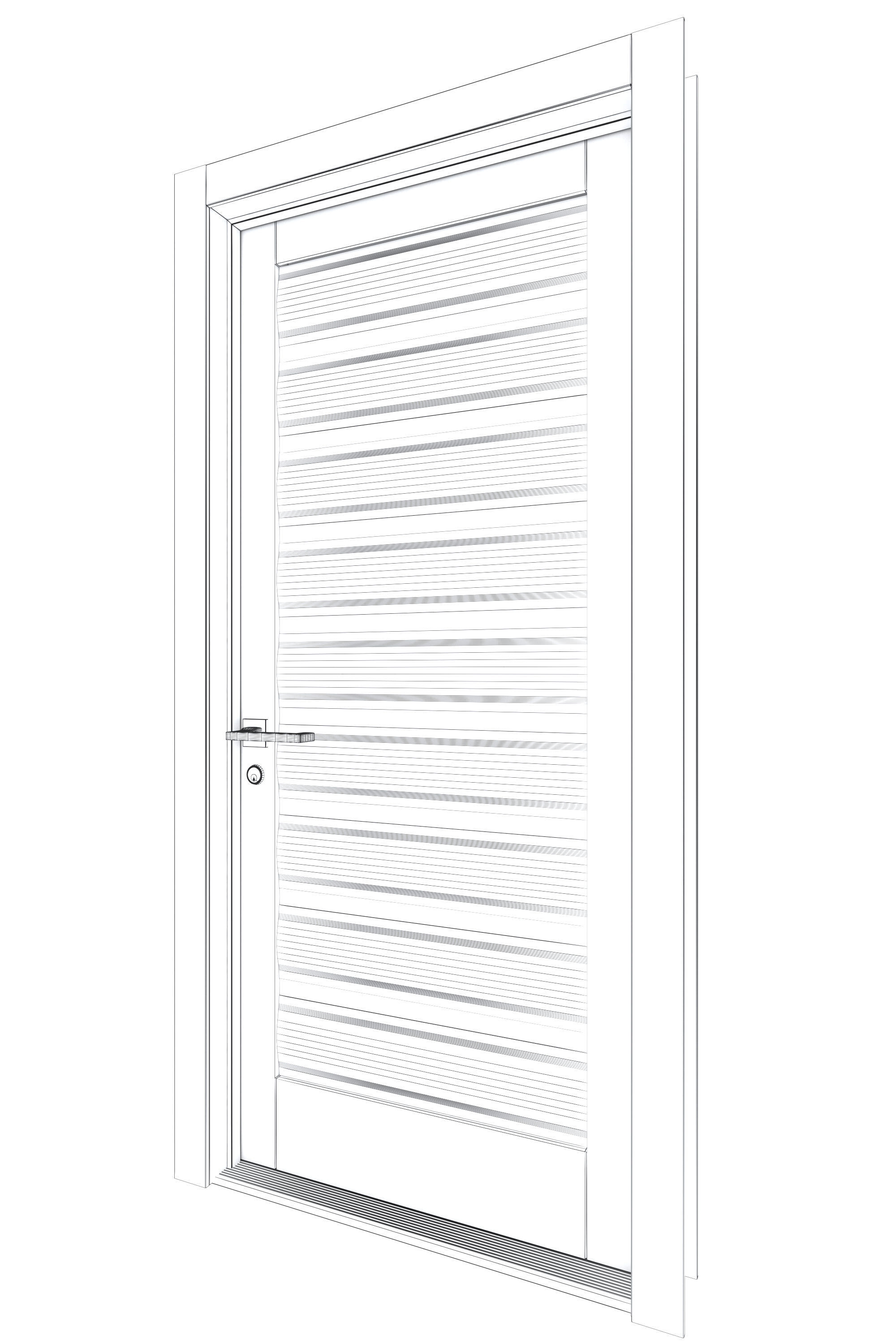 Door-085 wooden door with glass panel 3D model_5