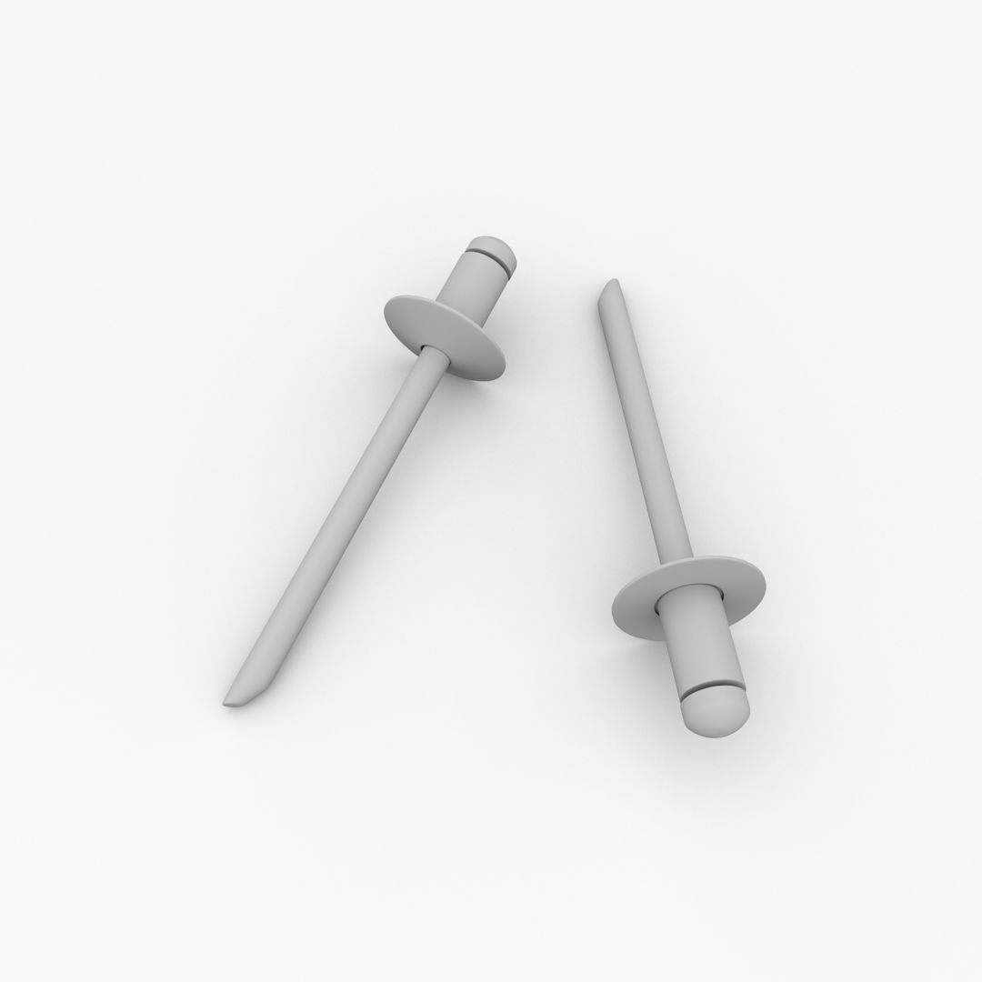 Rivet pair of silver nail pins 3D model_3