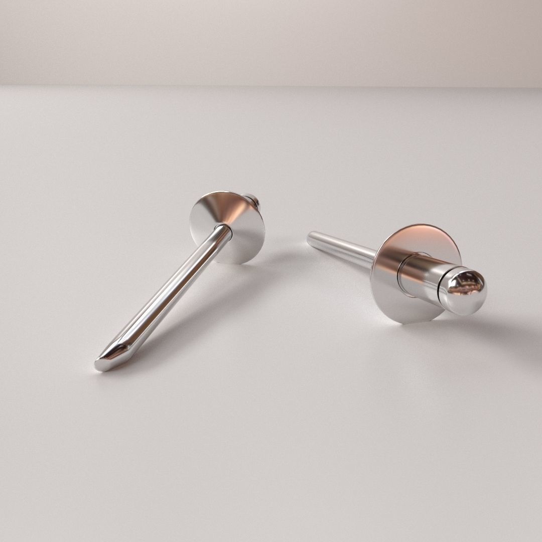Rivet pair of silver nail pins 3D model_2