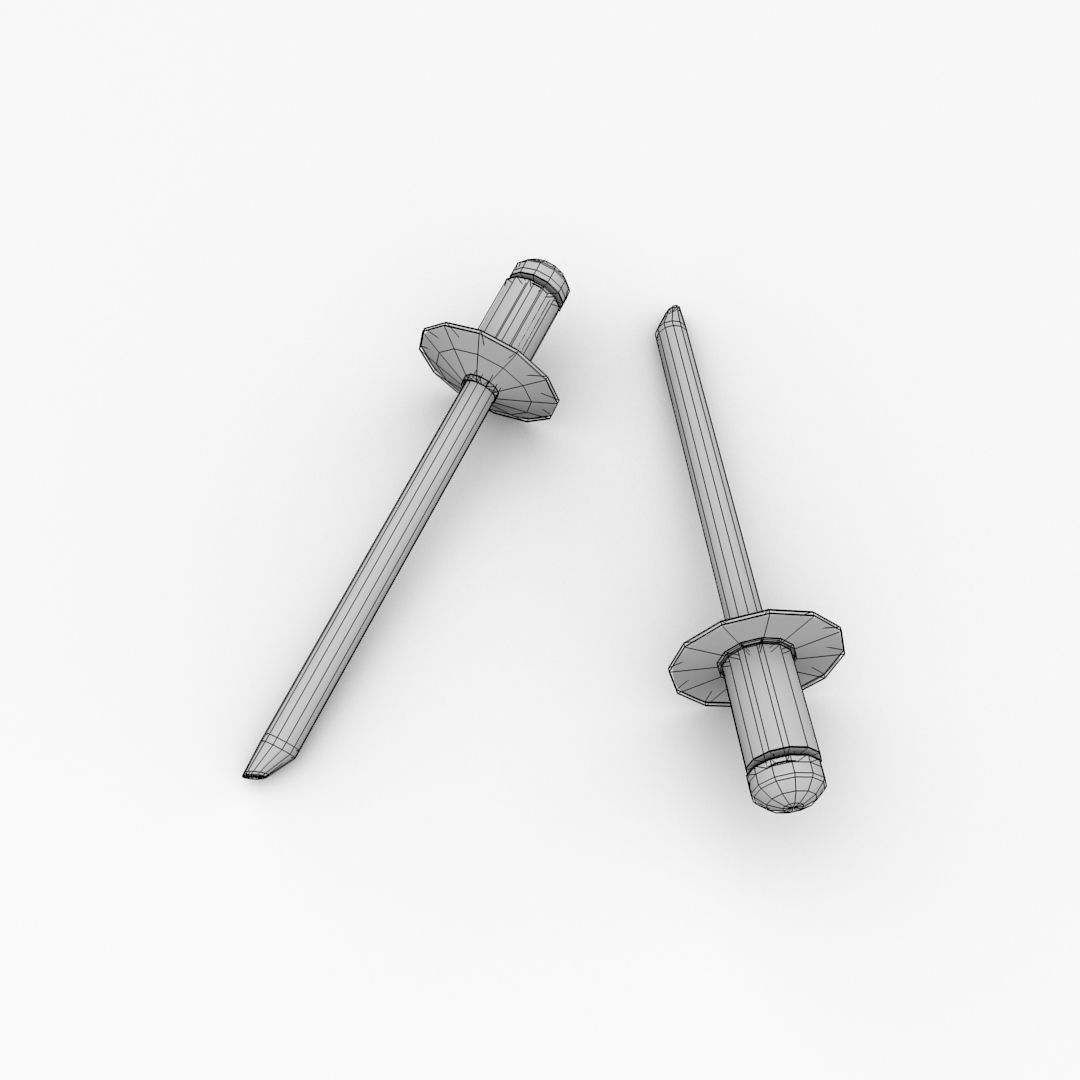 Rivet pair of silver nail pins 3D model_4