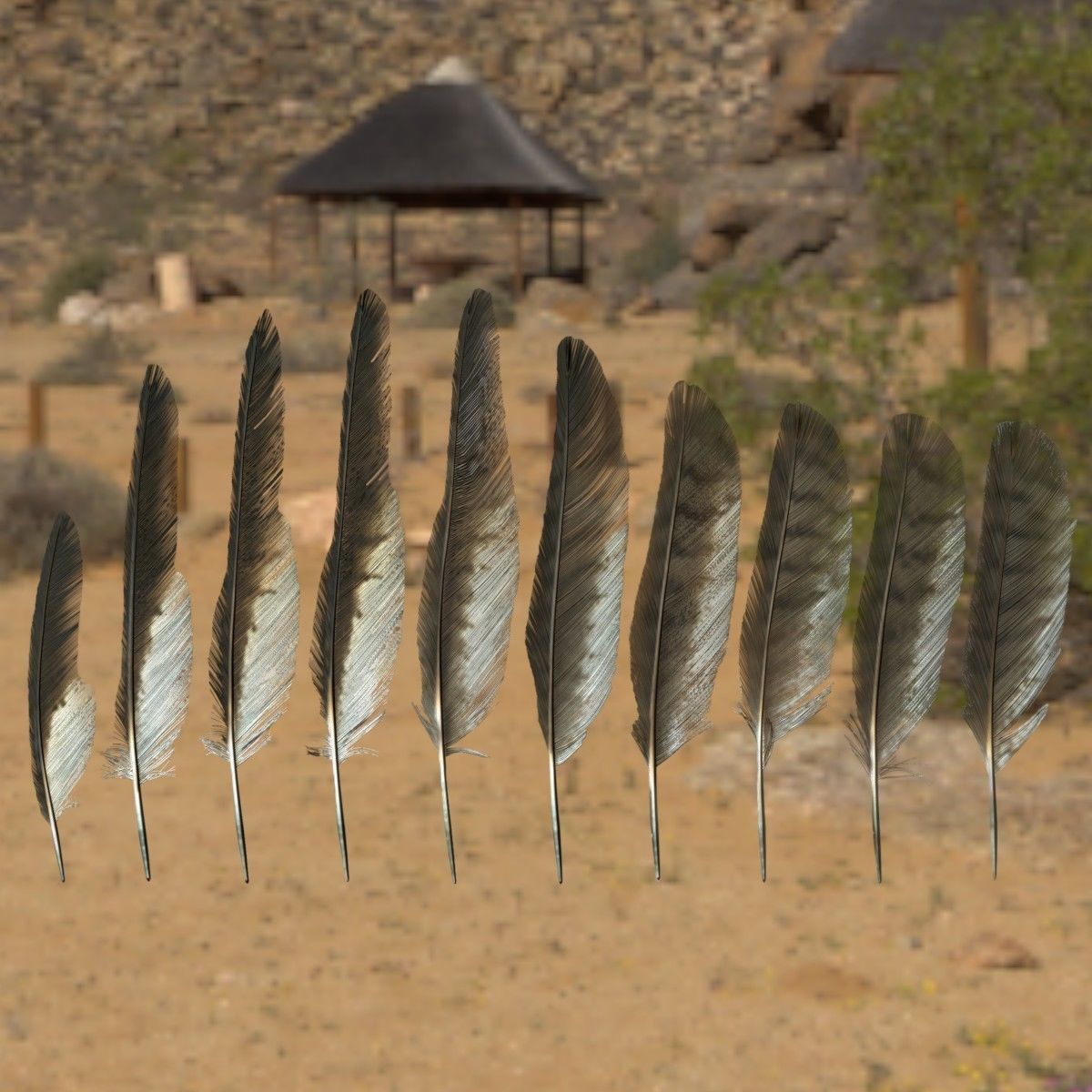 Feather Pack Low Poly Game ready Low-poly 3D model_2