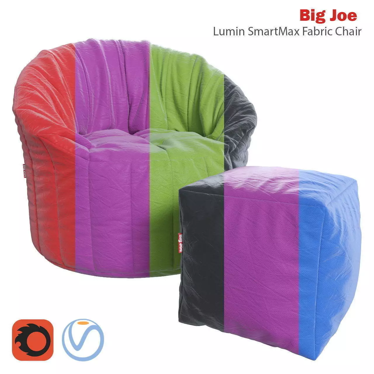 Big Joe Lumin SmartMax Fabric Chair and ottoman 3D model