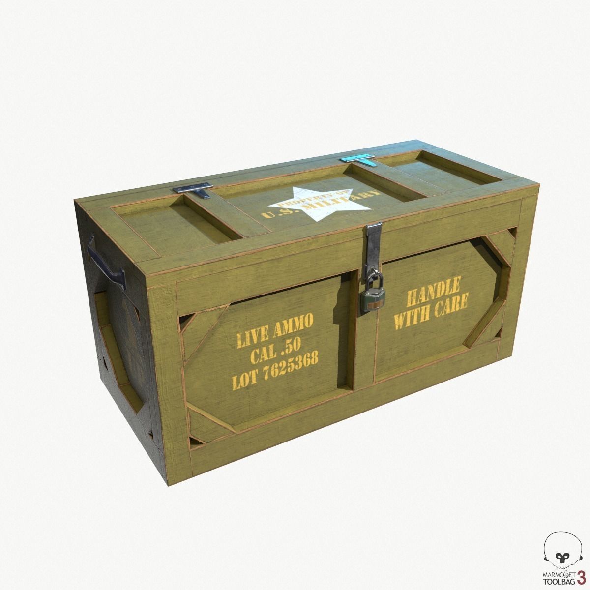 Wooden Military Case PBR Low-poly 3D model_2
