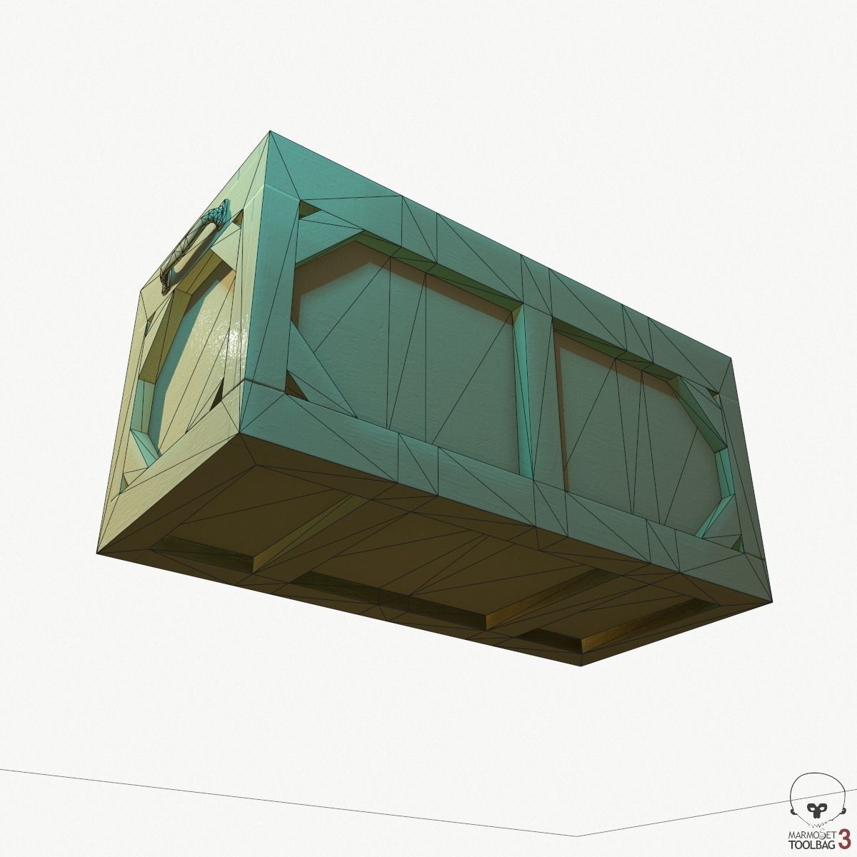 Wooden Military Case PBR Low-poly 3D model_6