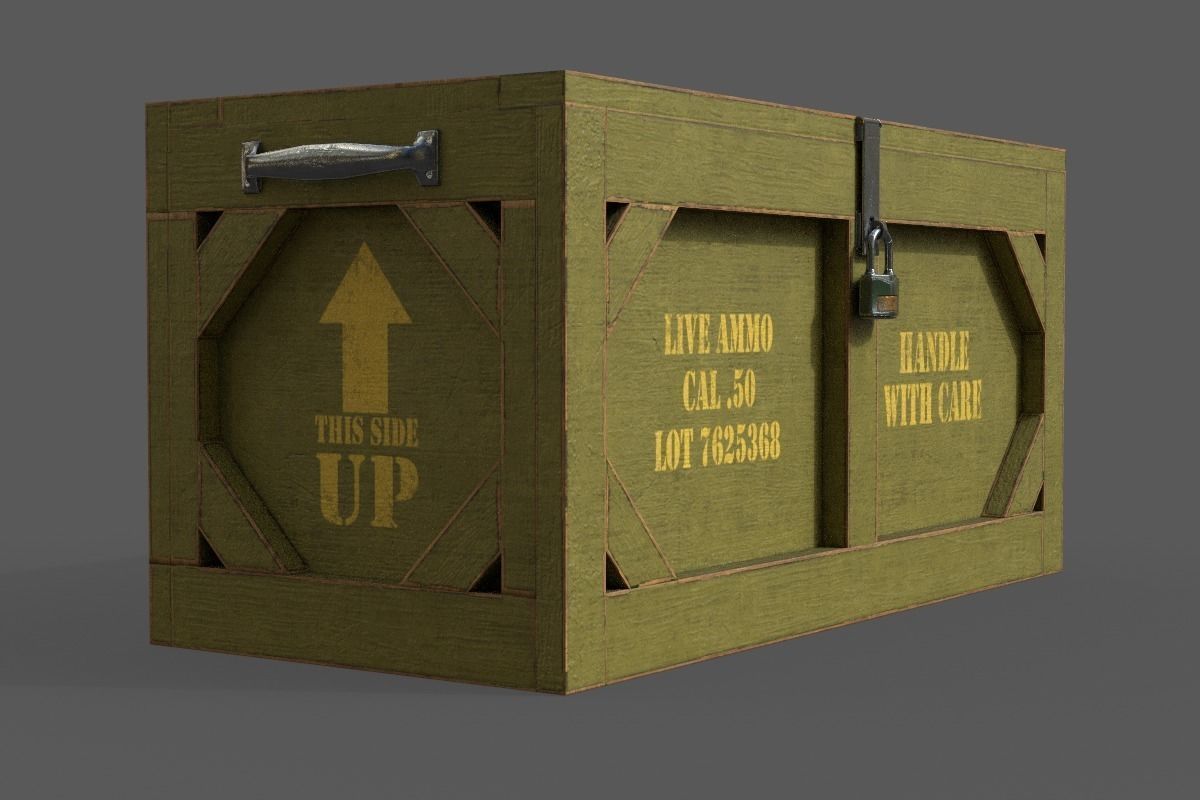 Wooden Military Case PBR Low-poly 3D model_19