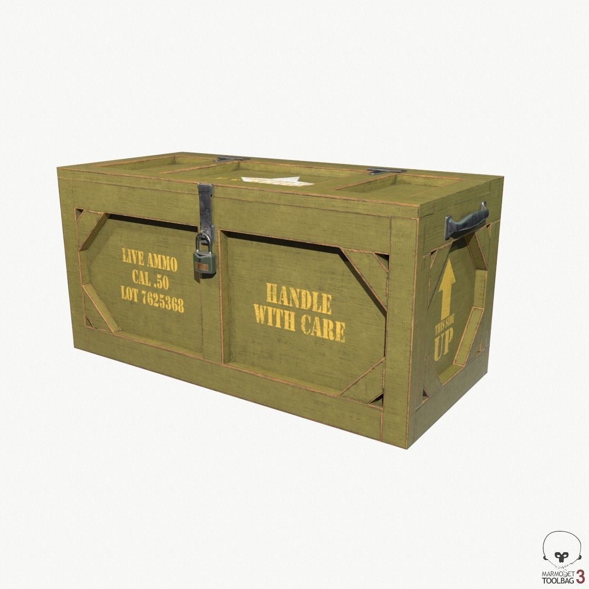 Wooden Military Case PBR Low-poly 3D model_1