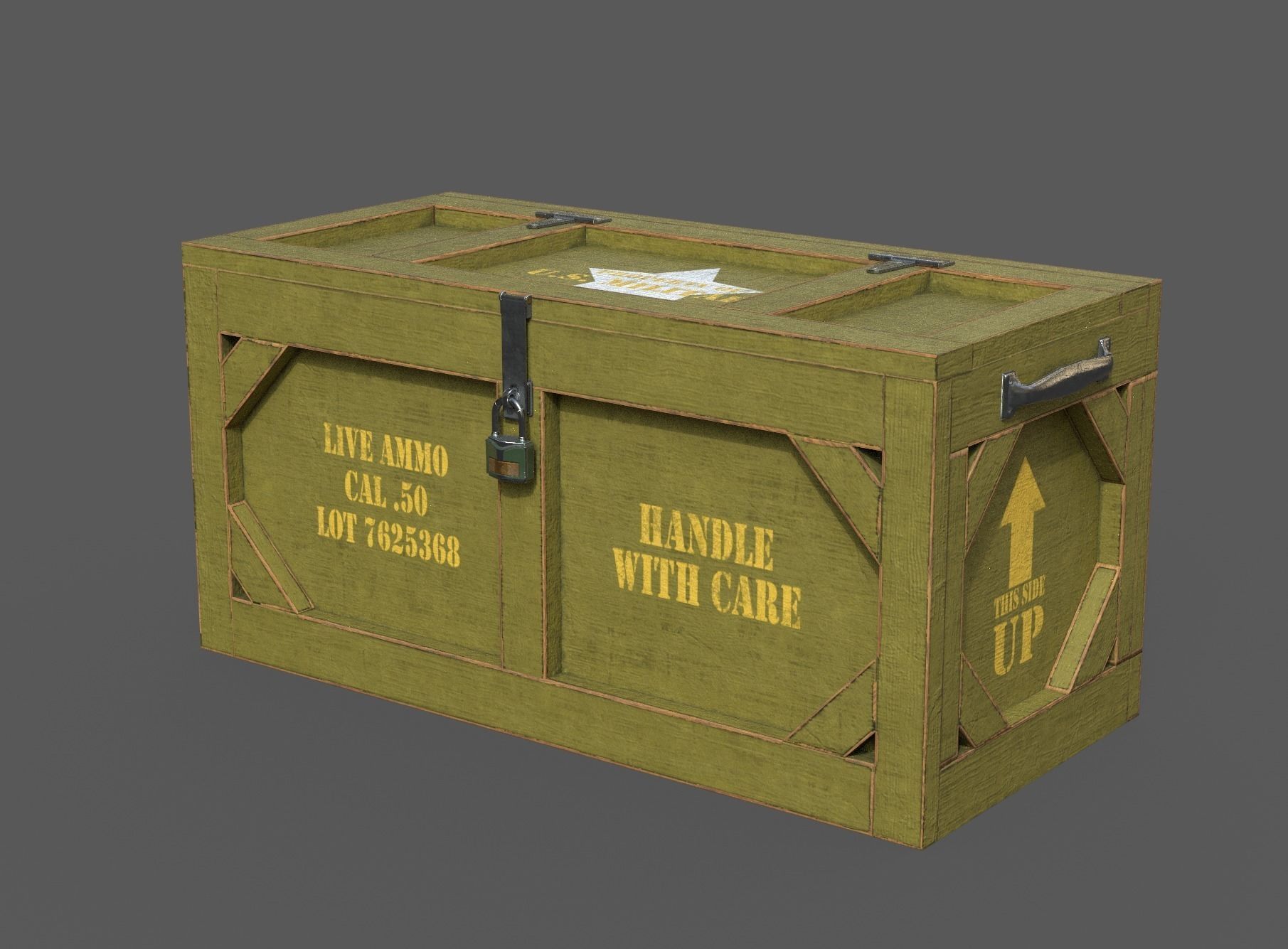 Wooden Military Case PBR Low-poly 3D model_18