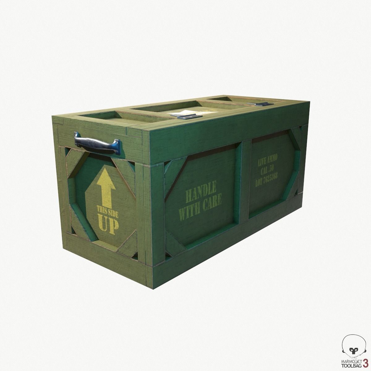 Wooden Military Case PBR Low-poly 3D model_4