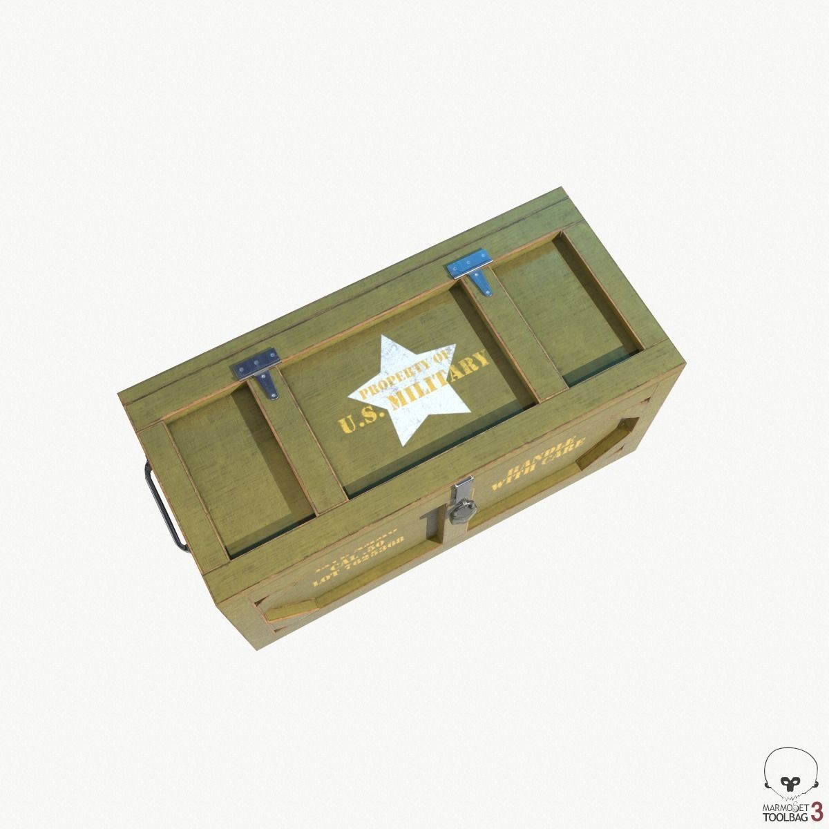 Wooden Military Case PBR Low-poly 3D model_3