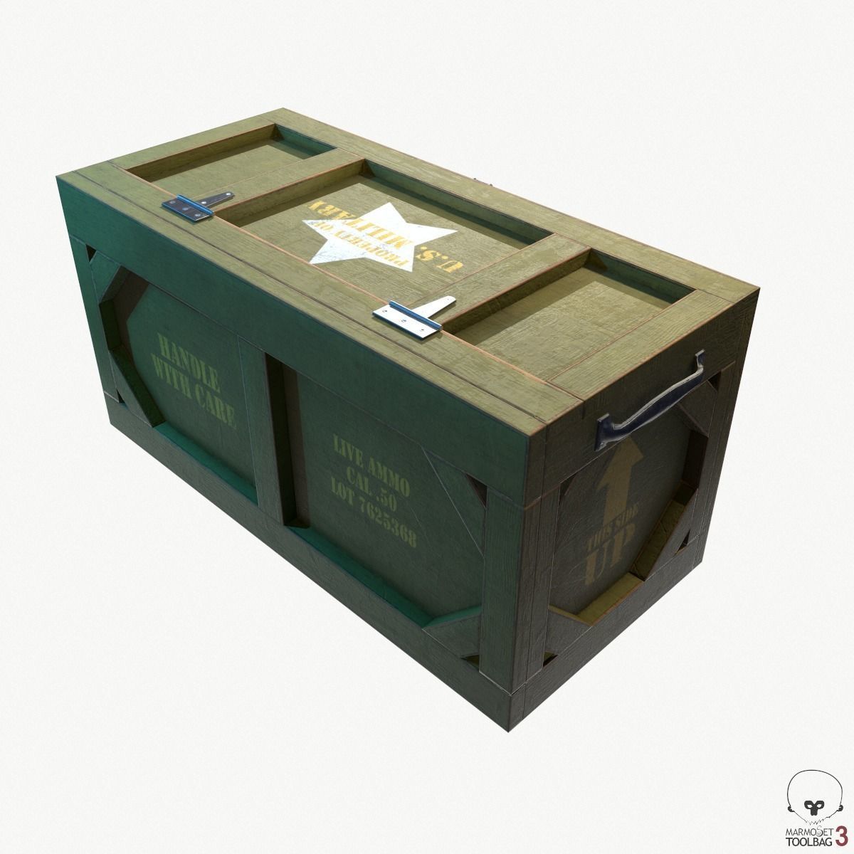 Wooden Military Case PBR Low-poly 3D model_5