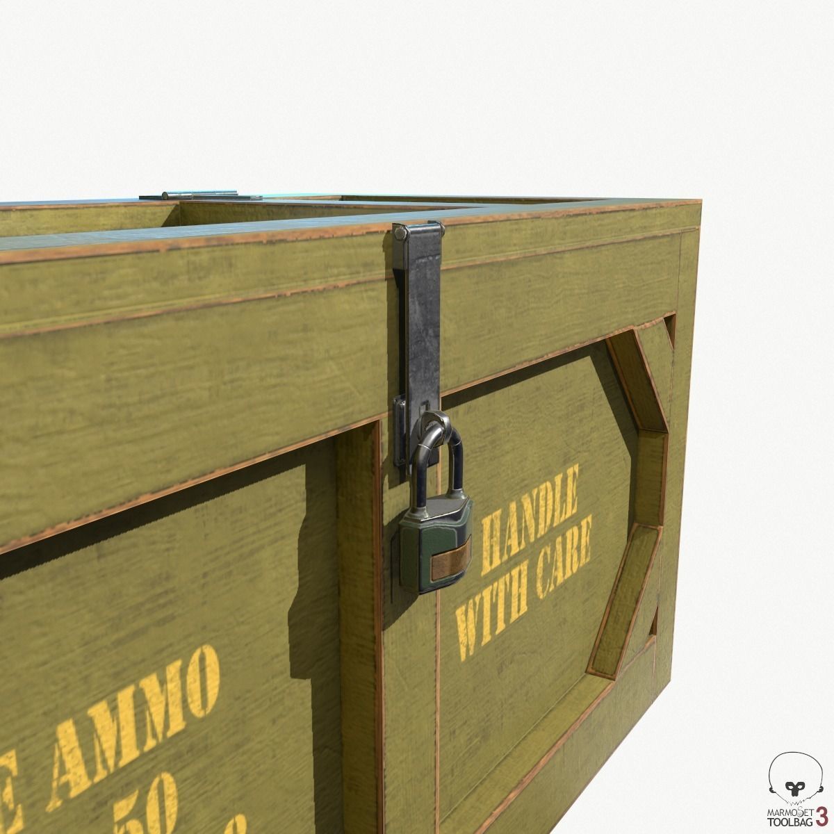 Wooden Military Case PBR Low-poly 3D model_10
