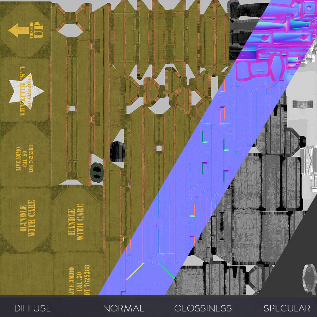 Wooden Military Case PBR Low-poly 3D model_22