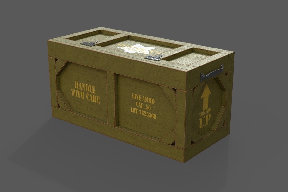 Wooden Military Case PBR Low-poly 3D model_17