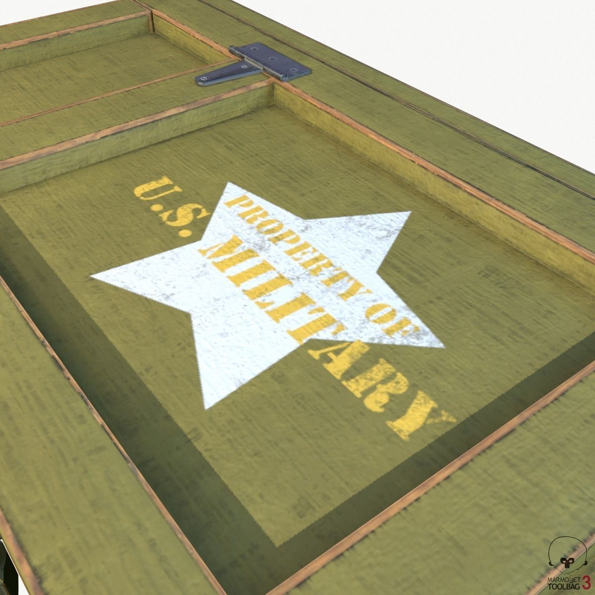 Wooden Military Case PBR Low-poly 3D model_9