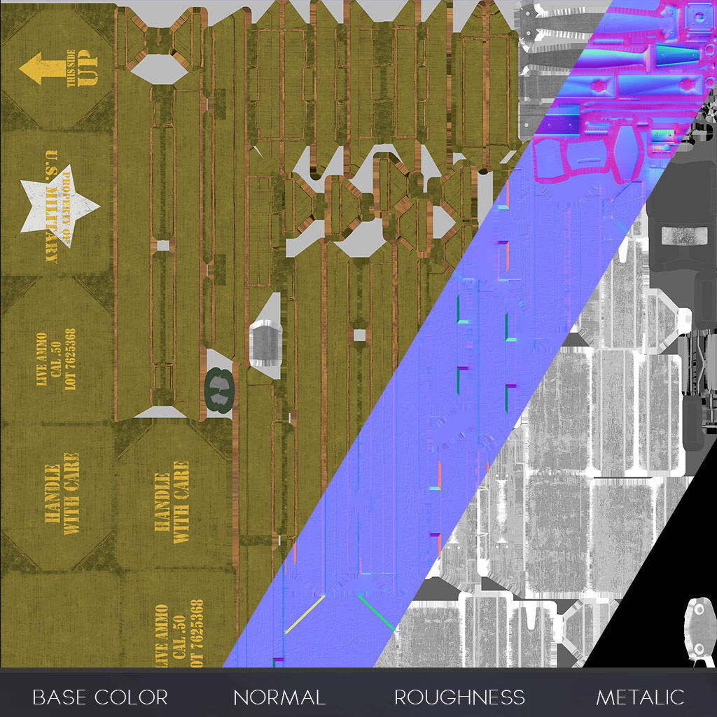 Wooden Military Case PBR Low-poly 3D model_21