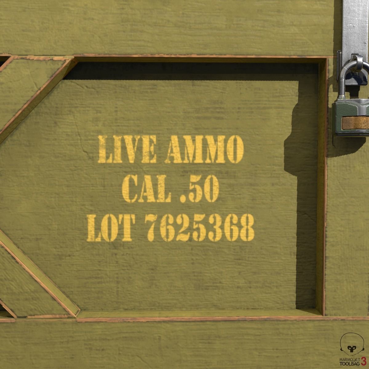 Wooden Military Case PBR Low-poly 3D model_8