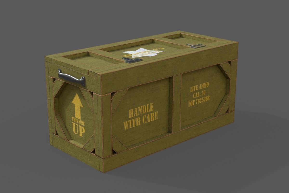 Wooden Military Case PBR Low-poly 3D model_20