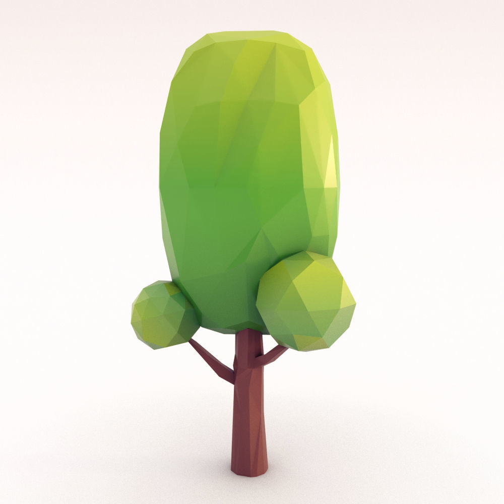 Low Poly Trees Set Low-poly 3D model_9
